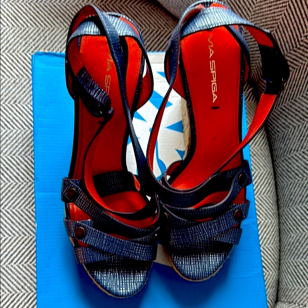 Via Spiga Blue Espadrille Shoes Sz 8.5